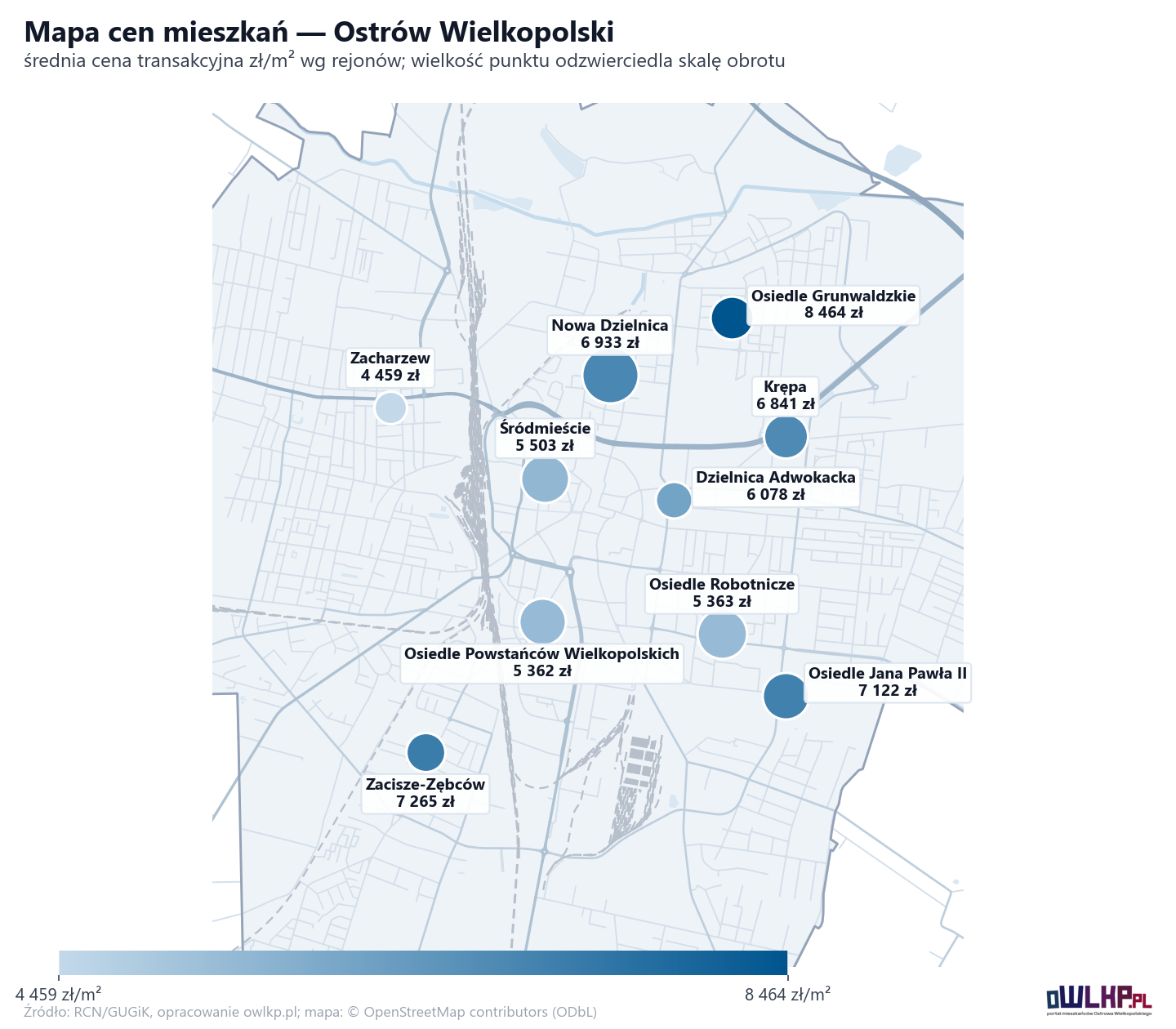 Mapa cen mieszkań - Ostrów Wielkopolski