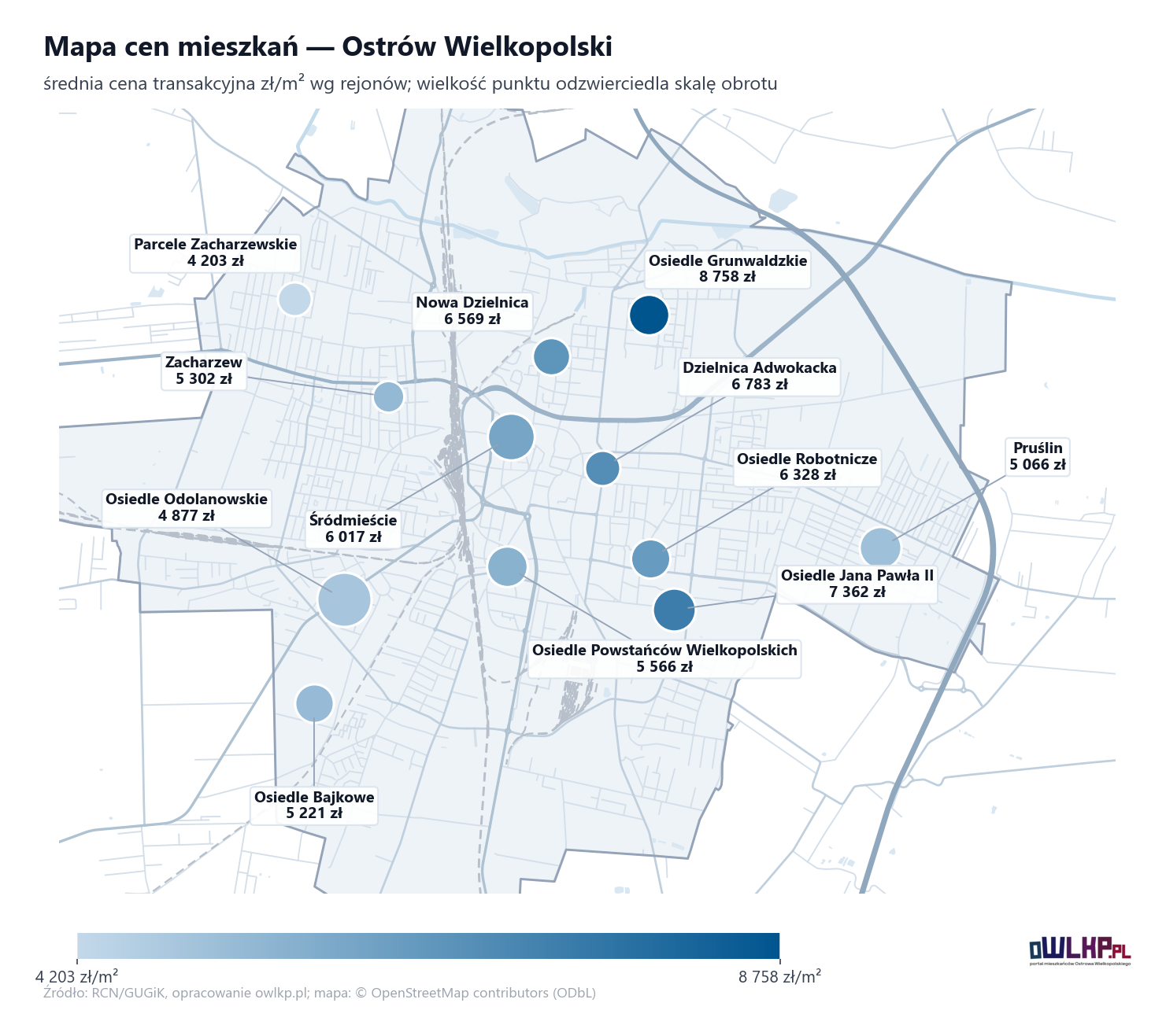 Mapa cen mieszkań - Ostrów Wielkopolski