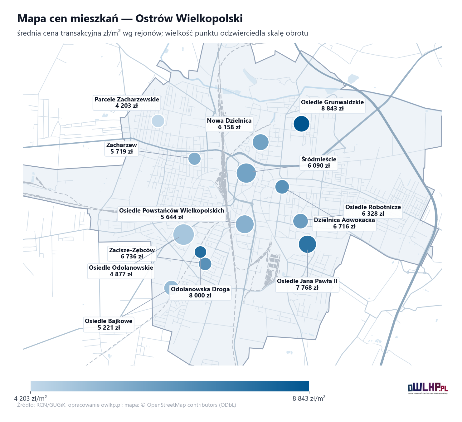 Mapa cen mieszkań - Ostrów Wielkopolski