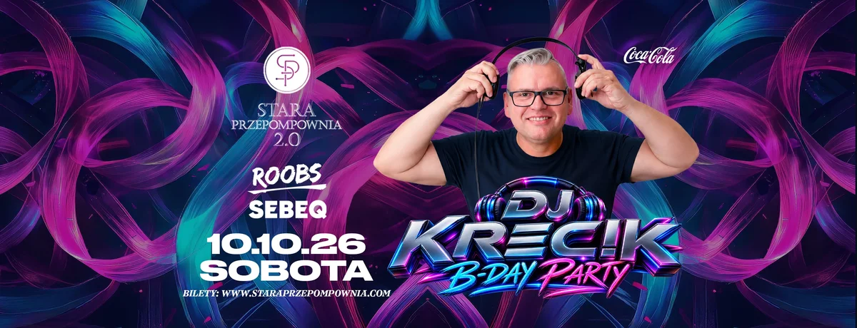 Grafika promocyjna wydarzenia DJ Krecik: urodzinowa noc klubowa