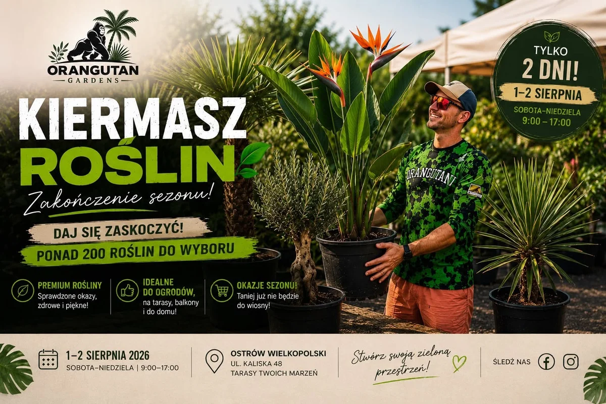 Grafika promocyjna wydarzenia Orangutan Gardens – rośliny z Hiszpanii