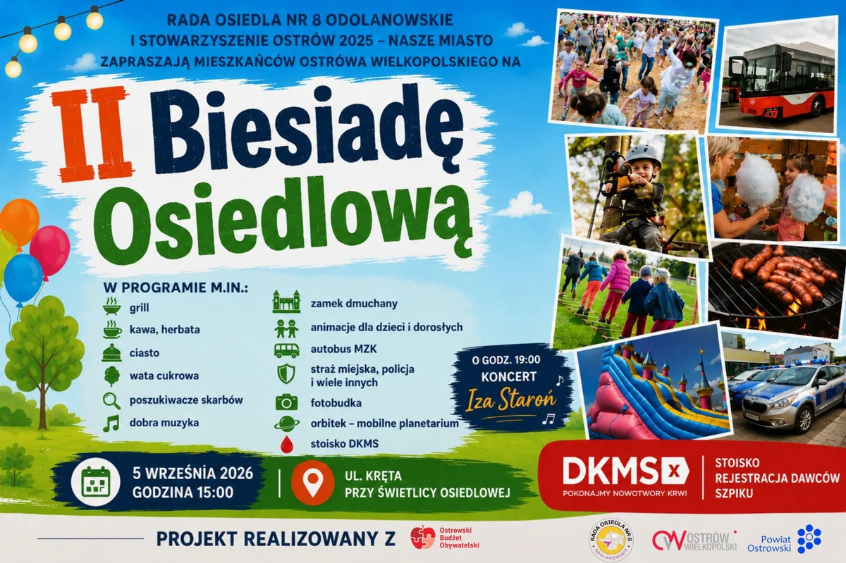Grafika promocyjna wydarzenia II Biesiada Osiedlowa – integracja mieszkańców