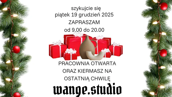 Grafika promocyjna wydarzenia Kiermasz w wange.studio — świąteczny dzień otwarty i mini kiermasz