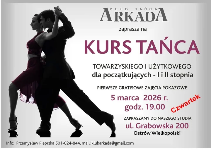 Grafika promocyjna wydarzenia Kurs Tańca dla początkujących — nowa grupa w Studio przy Grabowskiej 200