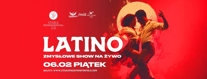 Grafika promocyjna wydarzenia LATINO night — gorący wieczór latino w Starej Przepompowni