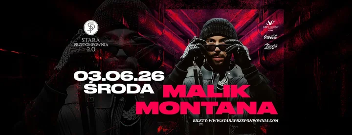 Grafika promocyjna wydarzenia Malik Montana — koncert w Ostrowie Wielkopolskim, 3 czerwca 2026