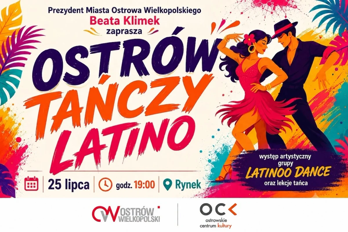 Grafika promocyjna wydarzenia Ostrów Tańczy Latino na Rynku