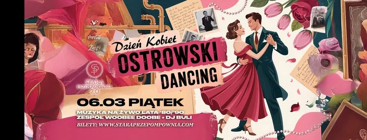 Grafika promocyjna wydarzenia Ostrowski Dancing | Dzień Kobiet — taneczna noc z muzyką na żywo