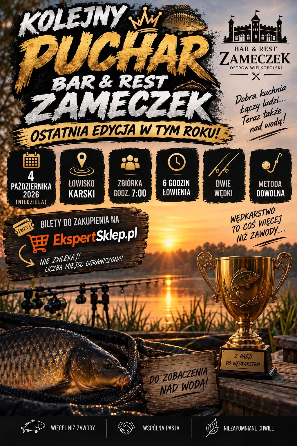 Grafika promocyjna wydarzenia PUCHAR BAR & REST ZAMECZEK: zawody wędkarskie