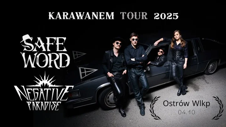 Obrazek przedstawia grafikę promocyjną wydarzenia Koncert SAFE WORD i Negative Paradise w Rancho Ostrów