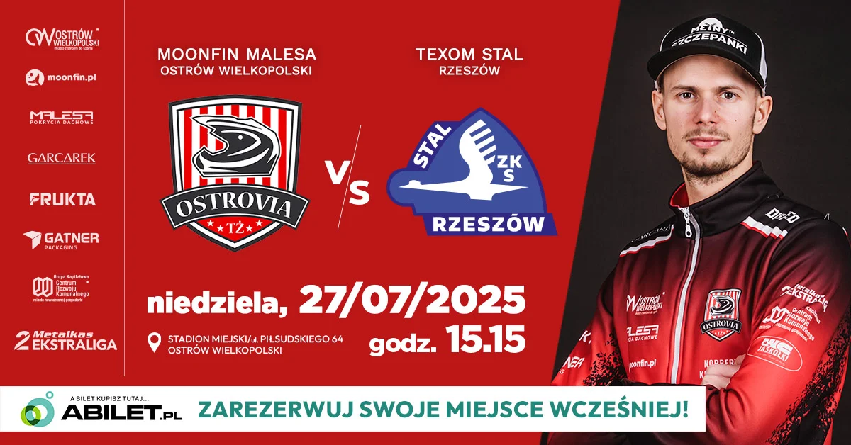 Grafika promocyjna wydarzenia Spotkanie Metalkas2Ekstraligi: MOONFIN MALESA Ostrów kontra TEXOM STAL Rzeszów