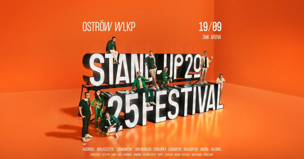 Grafika promocyjna wydarzenia Stand-up w Ostrowie Wielkopolskim – Festiwal Komediowy 2025