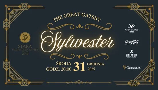 Grafika promocyjna wydarzenia SYLWESTER | The Great Gatsby — Stara Przepompownia 2.0
