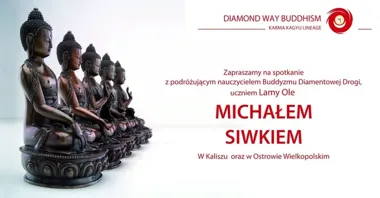 Grafika promocyjna wydarzenia Wykłady Buddyjskie – Michał Siwek w Kaliszu i Ostrowie Wielkopolskim