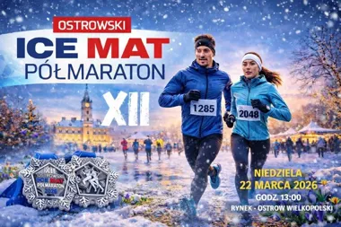 Grafika promocyjna wydarzenia XII Ostrowski ICE MAT Półmaraton — półmaraton w Ostrowie