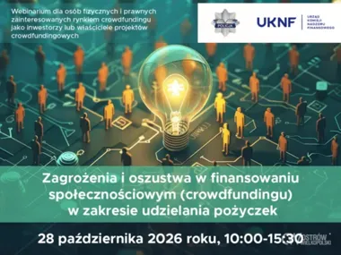 Grafika promocyjna wydarzenia Webinarium o zagrożeniach w crowdfundingu pożyczkowym