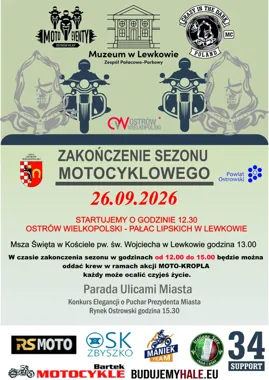 Grafika promocyjna wydarzenia Zakończenie Sezonu Motocyklowego 2026 w Ostrowie
