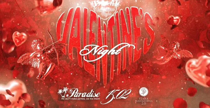 Grafika promocyjna wydarzenia Valentines Night — walentynkowa noc w Ostrowie Wielkopolskim