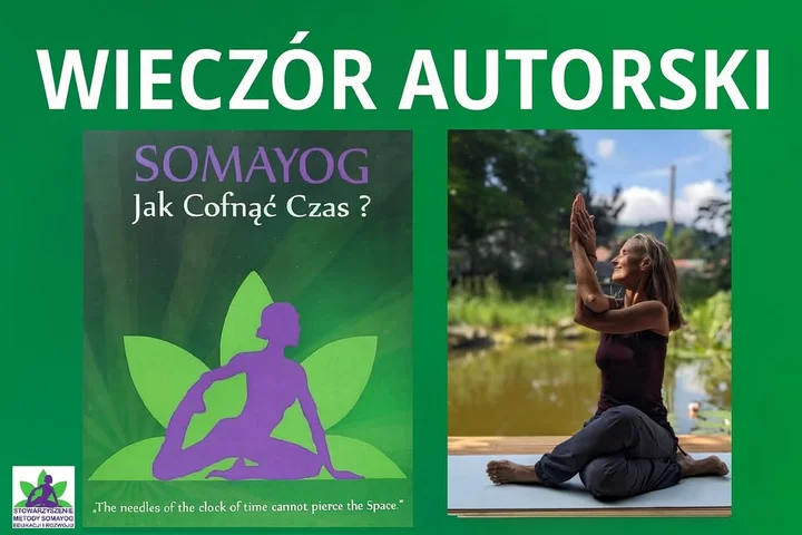 Grafika promocyjna wydarzenia Wieczór autorski Ingą Schorowską w Ostrowie — premiera „SOMAYOG. Jak cofnąć czas?”
