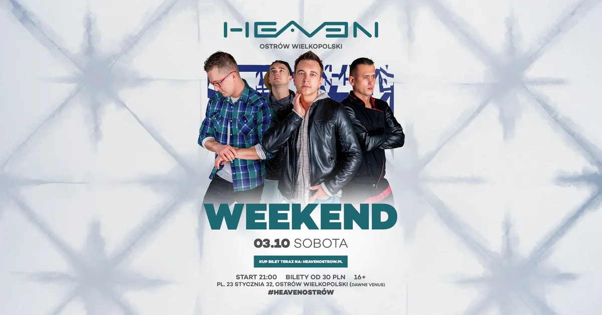Grafika promocyjna wydarzenia WEEKEND – koncert w Ostrowie