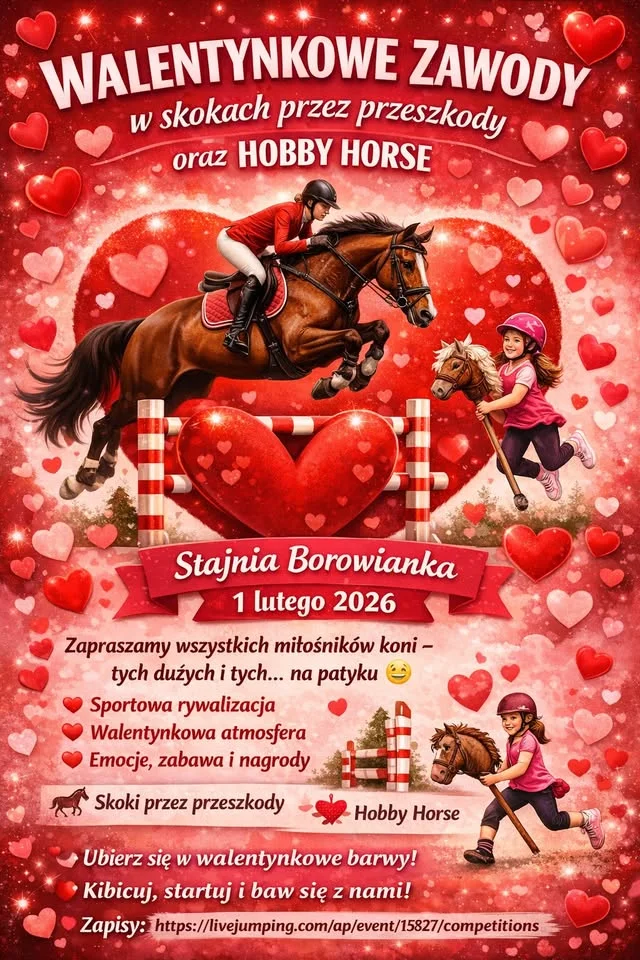 Grafika promocyjna wydarzenia Zawody w Skokach i Hobby Horse — Stajnia Borowianka, 1 lutego 2026