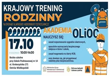 Sygnały alarmowe i Alerty RCB. Rodzinny trening bezpieczeństwa w Ostrowie Wielkopolskim